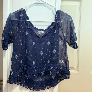 Meshed Cropped Navy blue top